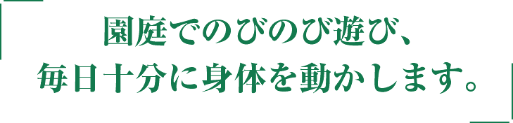 園庭でのびのび遊び、
毎日十分に身体を動かします。